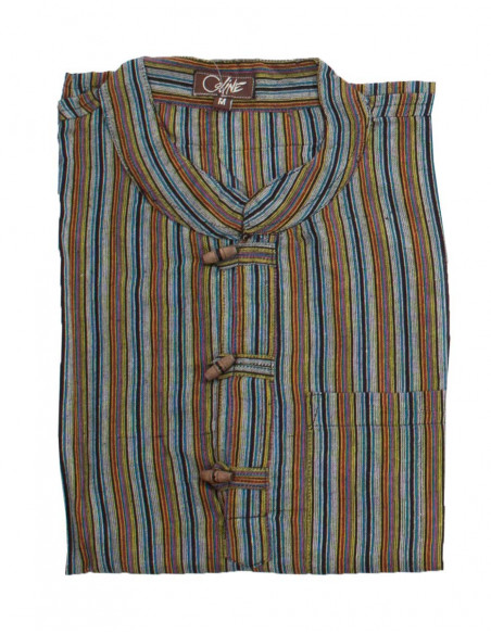 Camisa kurta h algodon rayas botones coco