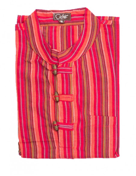 Camisa kurta h algodon rayas botones coco