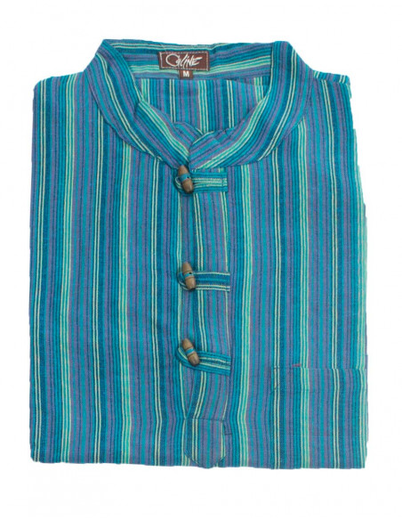Camisa kurta h algodon rayas botones coco