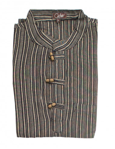 Camisa kurta h algodon rayas botones coco