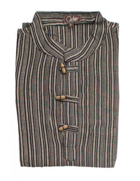 Camisa kurta h algodon rayas botones coco