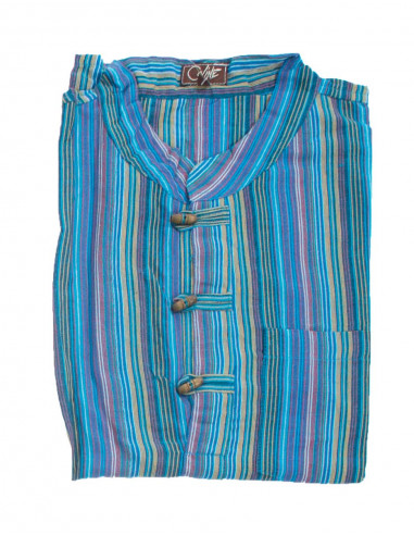 Camisa kurta h algodon rayas botones coco