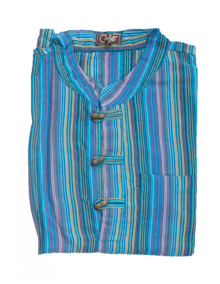 Camisa kurta h algodon rayas botones coco