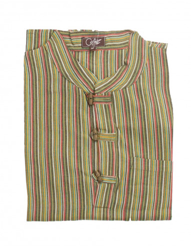 Camisa kurta h algodon rayas botones coco