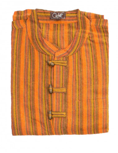 Camisa kurta h algodon rayas botones coco