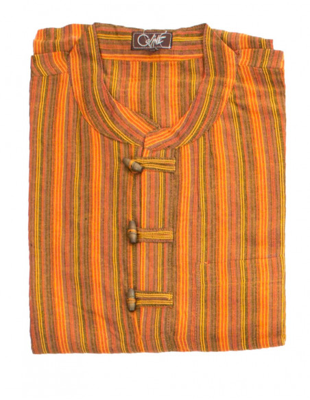 Camisa kurta h algodon rayas botones coco
