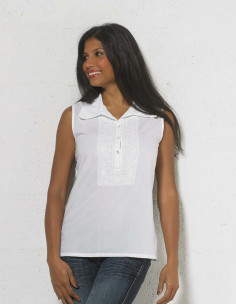 Blusa algodon blanca bordada cuello camisero 2