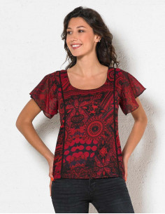 Blusa de algodón estampada