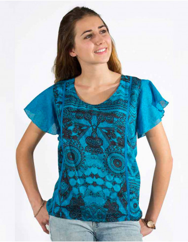 Blusa de algodón estampada