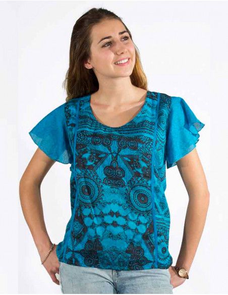 Blusa de algodón estampada