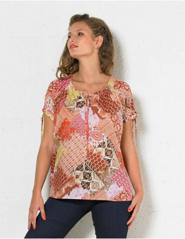 Blusa de viscosa de manga corta