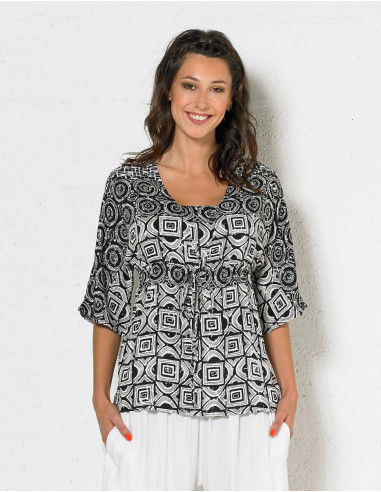 Blusa de viscosa con estampado cúbico