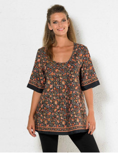 Blusa sari de poliéster de manga corta