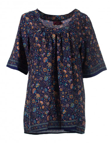 Blusa sari de poliéster de manga corta