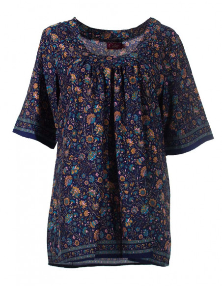 Blusa sari de poliéster de manga corta