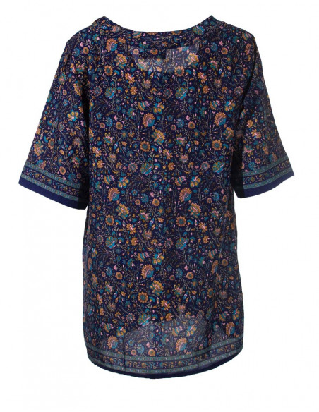 Blusa sari de poliéster de manga corta