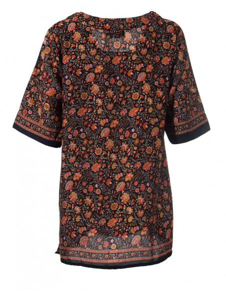 Blusa sari de poliéster de manga corta