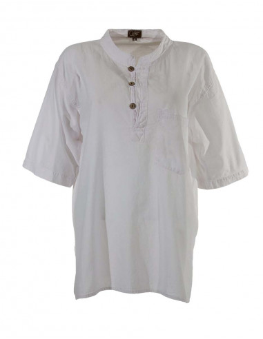 Camisa kurta algodon lisa sw mangas cortas 3 botones