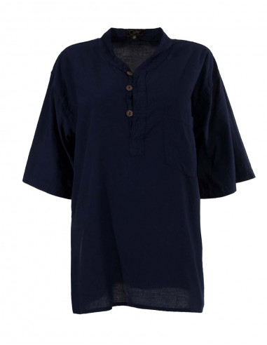 Camisa kurta algodon lisa sw mangas cortas 3 botones