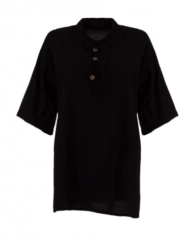 Camisa kurta algodon lisa sw mangas cortas 3 botones