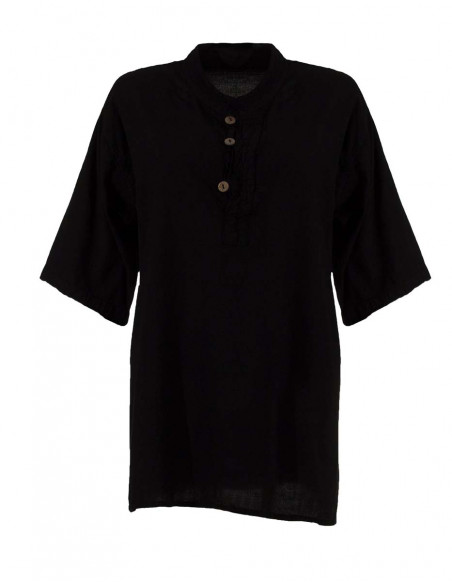 Camisa kurta algodon lisa sw mangas cortas 3 botones