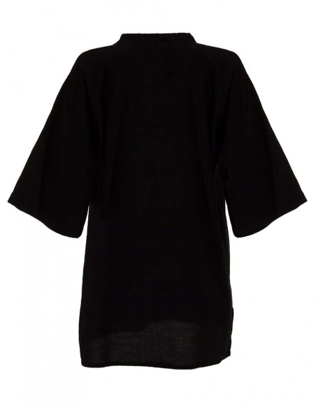 Camisa kurta algodon lisa sw mangas cortas 3 botones