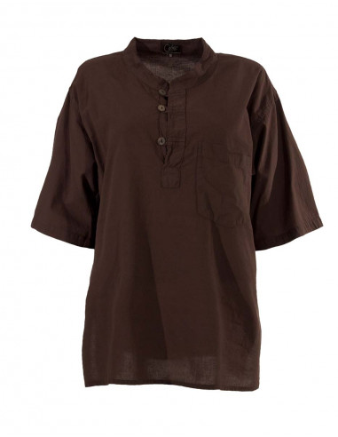 Camisa kurta algodon lisa sw mangas cortas 3 botones