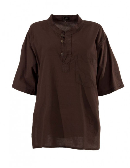 Camisa kurta algodon lisa sw mangas cortas 3 botones