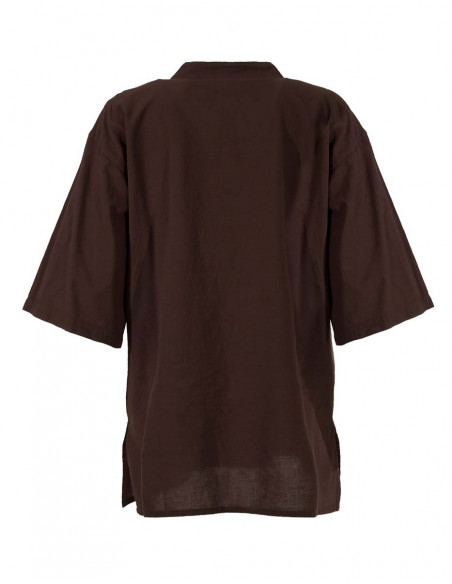 Camisa kurta algodon lisa sw mangas cortas 3 botones