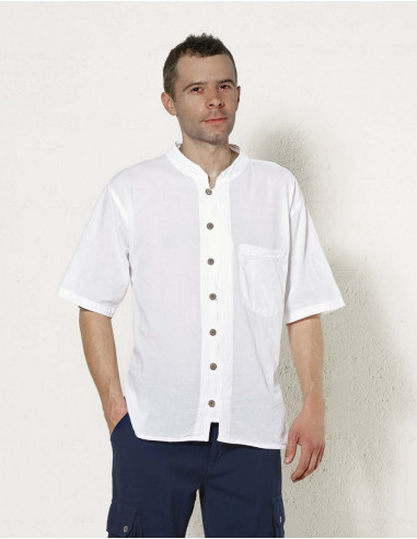 Camisa kurta algodon lisa sw mangas cortas