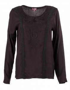 Blusa viscosa bordada mangas largas 2