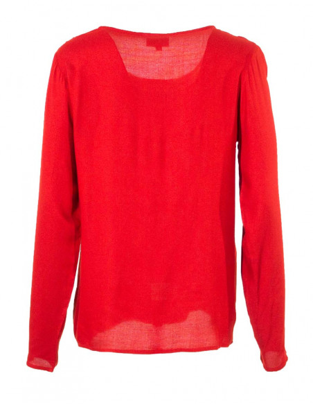 Blusa viscosa bordada mangas largas