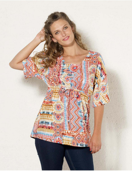 Blusa viscosa mangas cortas estampado live