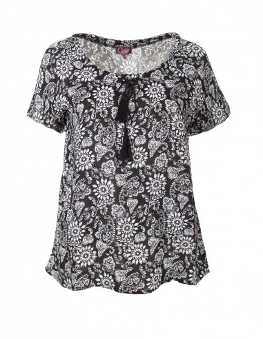 Blusa viscosa mangas cortas estampado florecilla