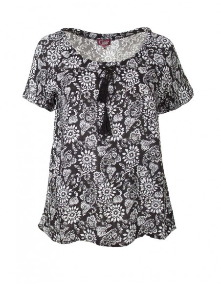 Blusa viscosa mangas cortas estampado florecilla
