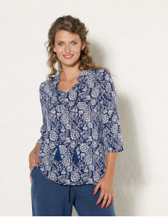 Blusa viscosa mangas 3/4 estampado florecilla