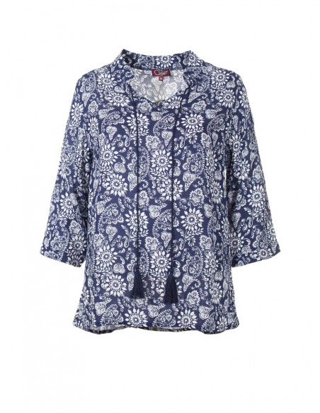 Blusa viscosa mangas 3/4 estampado florecilla