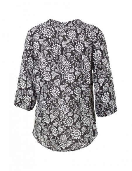 Blusa viscosa mangas 3/4 estampado florecilla