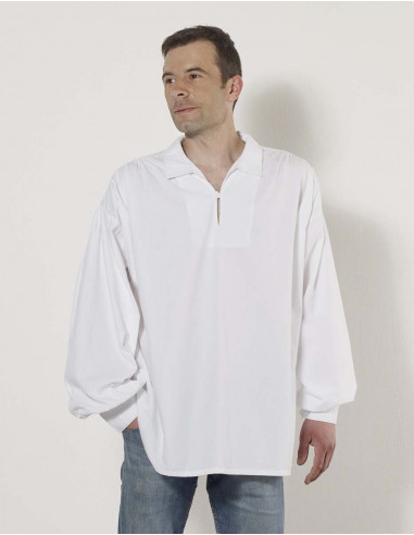 Camisa h algodon popeline Blanco con cuello