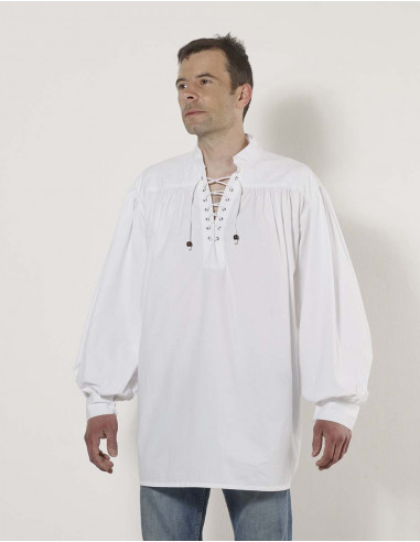 Camisa h algodon popeline Blanco con lazos