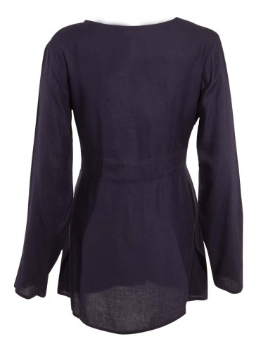 Blusa viscosa bordada mousse crepe