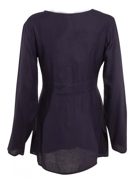 Blusa viscosa bordada mousse crepe