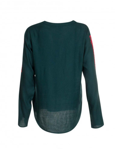 Blusa viscosa bordada mousse crepe