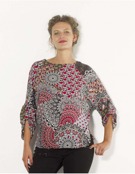 Blusa viscosa estampado camaleón