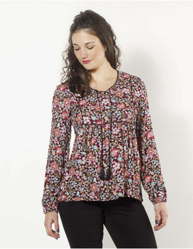 Blusa viscosa twill estampado primavera