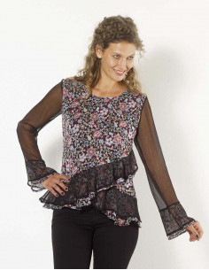 Blusa mousseline poliéster estampado primavera