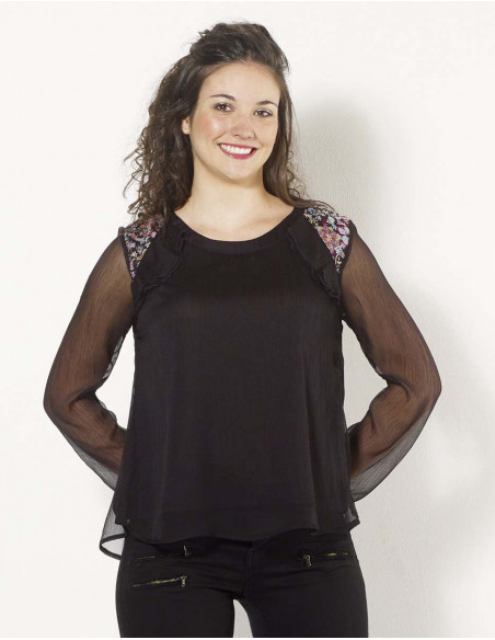 Blusa mousseline poliéster estampado primavera