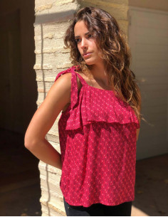 Blusa viscosa tirantes atada estampado dakar