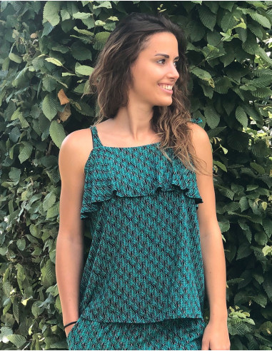 Blusa viscosa tirantes atada estampado dakar