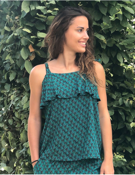 Blusa viscosa tirantes atada estampado dakar